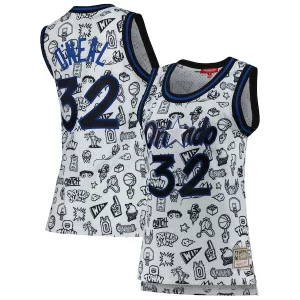Prestigioso Versatile Shaquille O'Neal Orlando Magic Women's 1994 Doodle Swingman Jersey White