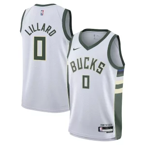 Pratico Robusto Damian Lillard Milwaukee Bucks Nike Youth Swingman Jersey Association Edition White