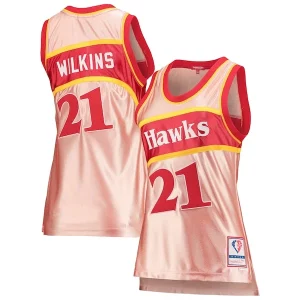 Raffinato Trendy Dominique Wilkins Atlanta Hawks Women's 75th Anniversary Rose Gold 1986 Swingman Jersey Pink
