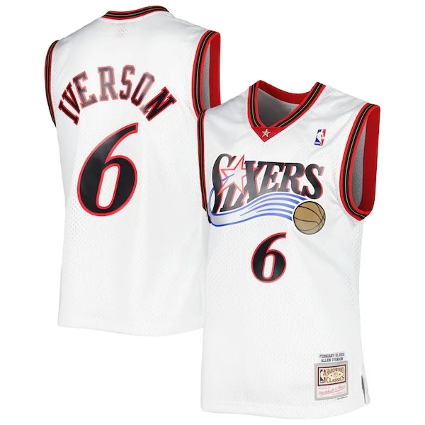 Moderno Pratico Allen Iverson Philadelphia 76ers 2001/02 Hardwood Classics Swingman Jersey White/Red