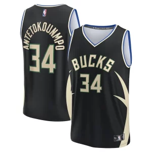 Gorgeous Giannis Antetokounmpo Milwaukee Bucks Fast Break Replica Player Jersey Statement Edition Black