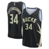 Cool Giannis Antetokounmpo Milwaukee Bucks Youth Fast Break Replica Player Jersey Statement Edition Black