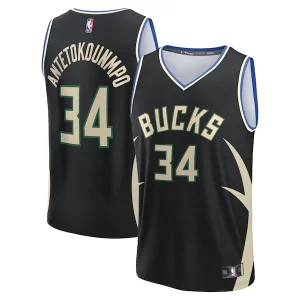 Cool Giannis Antetokounmpo Milwaukee Bucks Youth Fast Break Replica Player Jersey Statement Edition Black