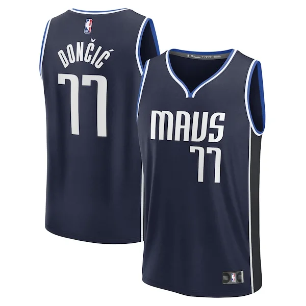 Elegante Prestigioso Luka Dončić Dallas Mavericks Men's Fast Break Player Jersey Statement Edition Navy