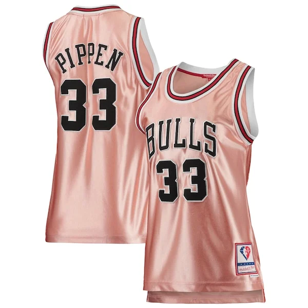Splendido Scottie Pippen Chicago Bulls Women's 75th Anniversary Rose Gold 1997 Swingman Jersey Pink