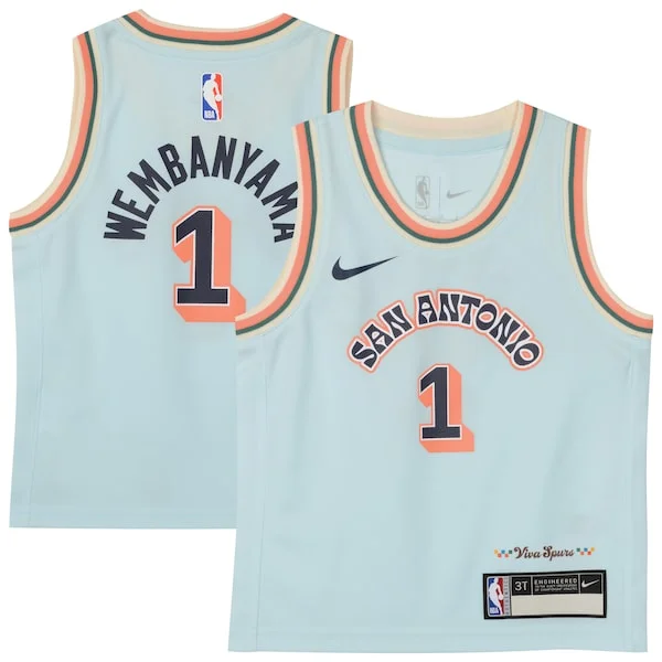 Fantastico Meraviglioso Victor Wembanyama San Antonio Spurs Nike Preschool 2024/25 Swingman Player Jersey City Edition Light Blue
