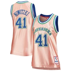 Raffinato Meraviglioso Dirk Nowitzki Dallas Mavericks Women's 75th Anniversary Rose Gold 1998 Swingman Jersey Pink