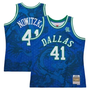Raffinato Meraviglioso Eccezionale Dirk Nowitzki Dallas Mavericks 1998 2019 Hardwood Classics Asian Heritage 6.0 Swingman Throwback Player Jersey Blue
