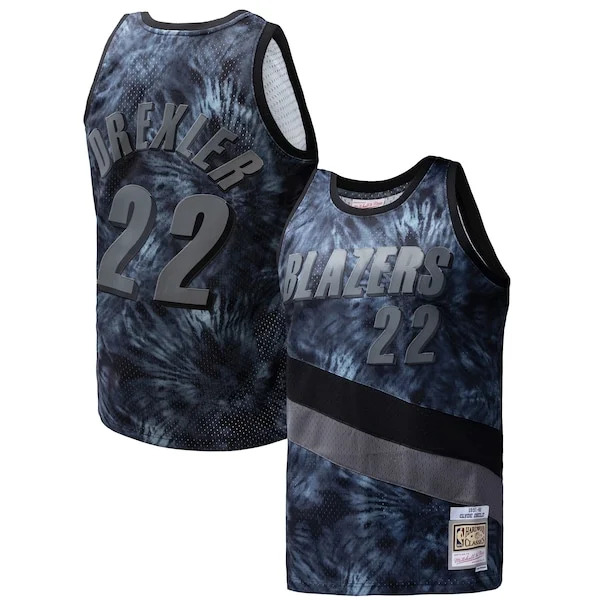 Eccezionale Delizioso Fascinante Clyde Drexler Portland Trail Blazers Hardwood Classics 1991/92 Tie Dye Swingman Jersey Black