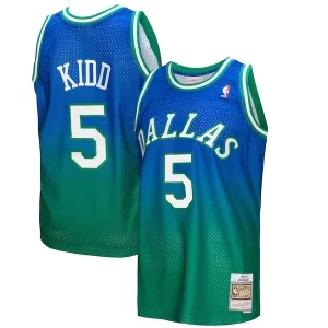 Accattivante Prestigioso Jason Kidd Dallas Mavericks 1994/95 Hardwood Classics Fadeaway Swingman Player Jersey Green/Navy
