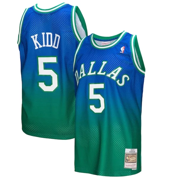 Accattivante Prestigioso Jason Kidd Dallas Mavericks 1994/95 Hardwood Classics Fadeaway Swingman Player Jersey Green/Navy