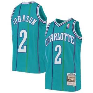 Magnifico Larry Johnson Charlotte Hornets Youth 1992/93 Hardwood Classics Swingman Jersey Teal