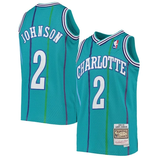 Magnifico Larry Johnson Charlotte Hornets Youth 1992/93 Hardwood Classics Swingman Jersey Teal