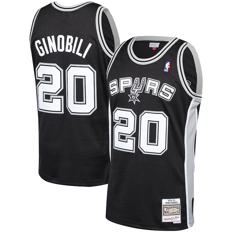Pratico Duraturo Resistente Manu Ginobili San Antonio Spurs 2002 03 Hardwood Classics Player Swingman Jersey Black