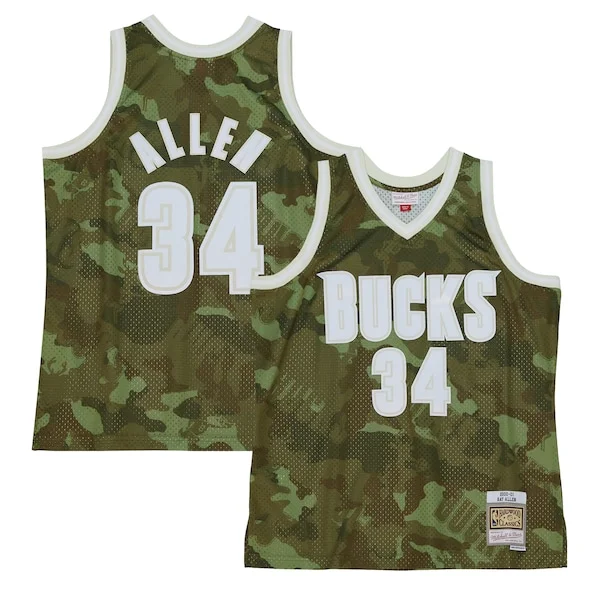 Attraente Sofisticato Fantastico Ray Allen Milwaukee Bucks Hardwood Classics 2000/01 Ghost Green Swingman Jersey Camo
