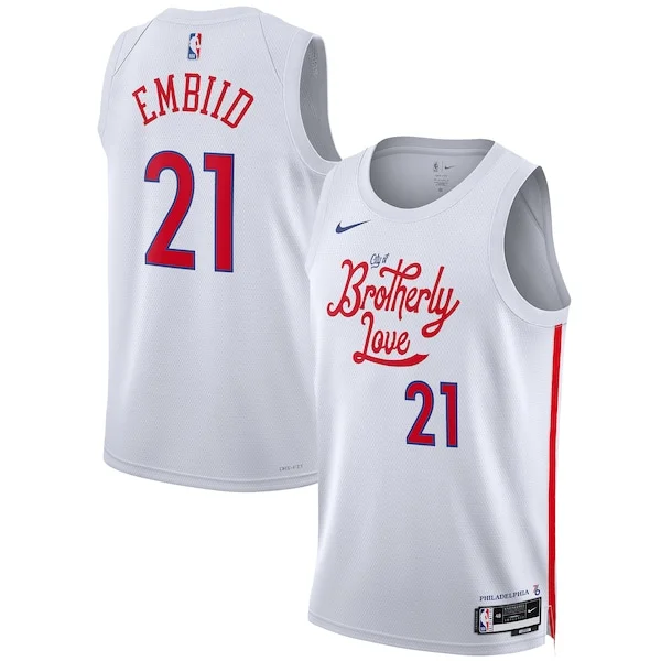 Fascinante Joel Embiid Philadelphia 76ers Nike Unisex 2022/23 Swingman Jersey City Edition White