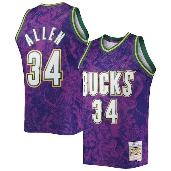Resistente Ray Allen Milwaukee Bucks Hardwood Classics 2000/01 Lunar New Year Swingman Jersey Purple