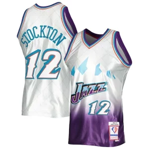 Comodo Lussuoso John Stockton Utah Jazz 1996/97 Hardwood Classics 75th Anniversary Swingman Jersey Platinum
