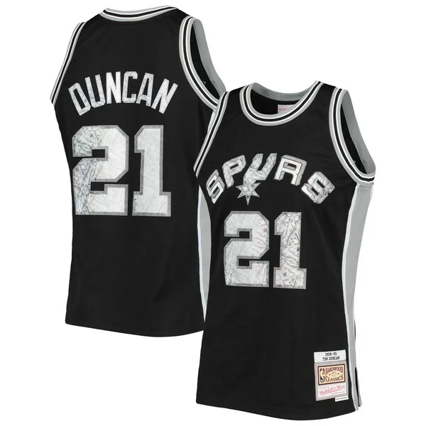 Gorgeous Tim Duncan San Antonio Spurs 1998/99 Hardwood Classics NBA 75th Anniversary Diamond Swingman Jersey Black