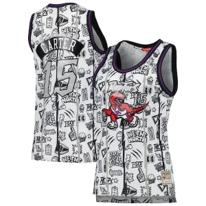 Prestigioso Pratico Vince Carter Toronto Raptors Women's 1998 Doodle Swingman Jersey White