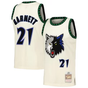 Moderno Splendido Kevin Garnett Minnesota Timberwolves Chainstitch Swingman Jersey Cream