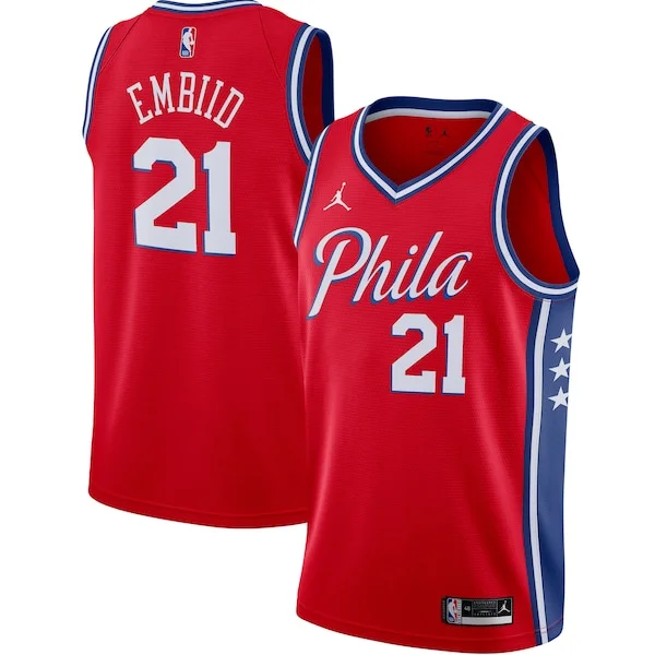 Ottimo Comodo Eccezionale Joel Embiid Philadelphia 76ers Jordan Brand 2020/21 Swingman Jersey Statement Edition Red
