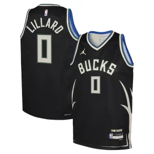 Raffinato Sofisticato Attraente Damian Lillard Milwaukee Bucks Jordan Brand Youth Swingman Jersey Statement Edition Black