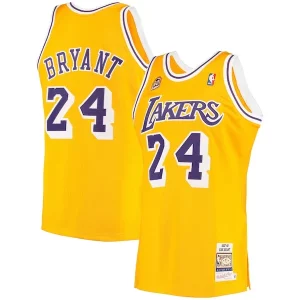 Carino Men's Los Angeles Lakers Kobe Bryant Gold 2007 Hardwood Classics Authentic Jersey