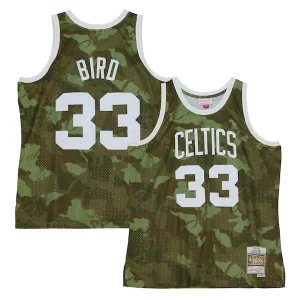 Cool Larry Bird Boston Celtics Hardwood Classics 1985/86 Ghost Green Swingman Jersey Camo