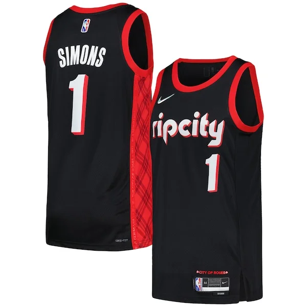 Sofisticato Anfernee Simons Portland Trail Blazers Nike Swingman Player Jersey City Edition Black/Red