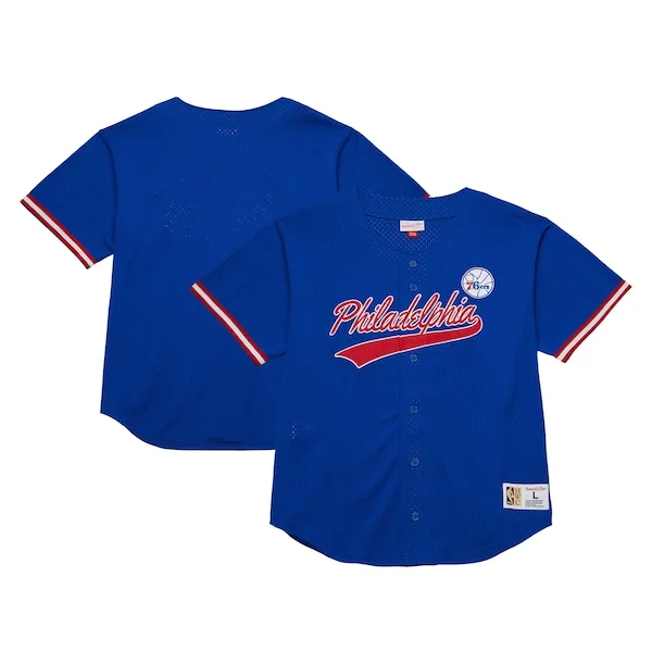 Eccezionale Philadelphia 76ers Hardwood Classics On The Clock Mesh Fashion Baseball Jersey Royal