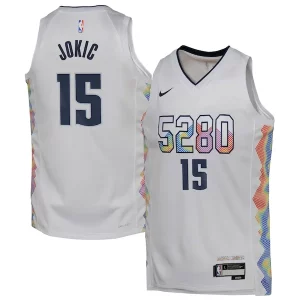 Eccezionale Resistente Elegante Nikola Jokic Denver Nuggets Nike Youth 2024/25 Swingman Player Jersey City Edition White