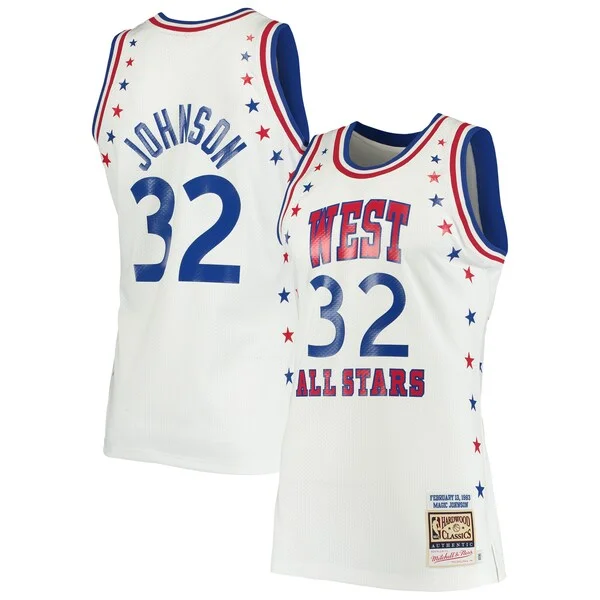 Fantastico Magic Johnson Los Angeles Lakers 1983 NBA All Star Game Hardwood Classics Authentic Jersey White