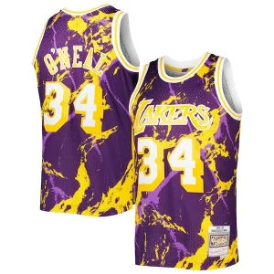 Fantastico Shaquille O'Neal Los Angeles Lakers 1996/97 Hardwood Classics Marble Swingman Jersey Purple
