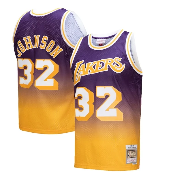 Classico Stupendo Ottimo Magic Johnson Los Angeles Lakers 1984/85 Hardwood Classics Fadeaway Swingman Player Jersey Gold/Purple