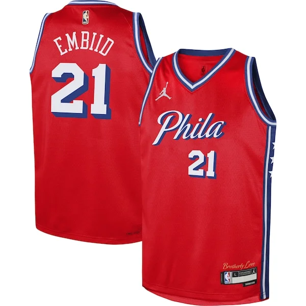 Delizioso Joel Embiid Philadelphia 76ers Jordan Brand Youth Swingman Jersey Statement Edition Red