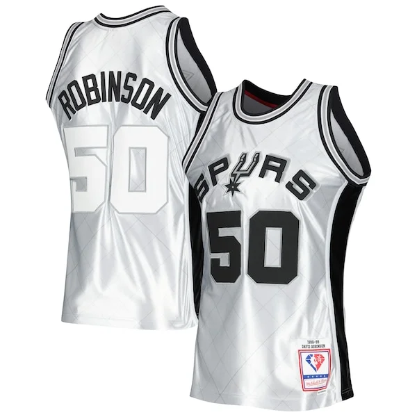Trendy David Robinson San Antonio Spurs 1998/99 Hardwood Classics 75th Anniversary Swingman Jersey Platinum