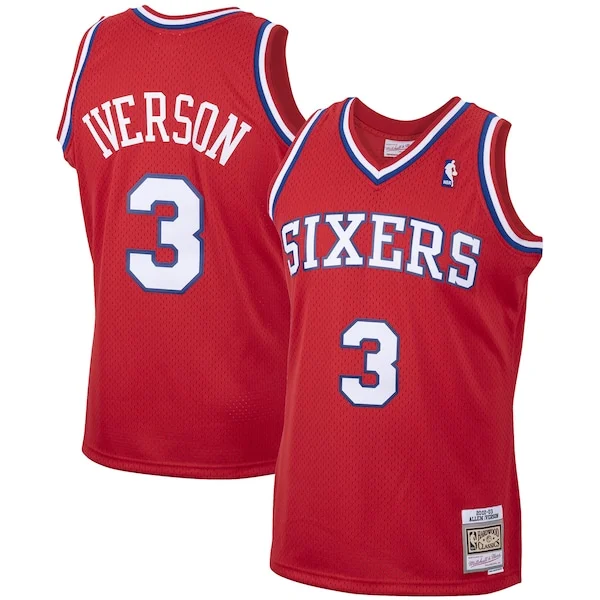 Prestigioso Meraviglioso Fascinante Allen Iverson Philadelphia 76ers 2001/02 Hardwood Classics Swingman Jersey Red/White