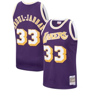 Pratico Bellissimo Fascinante Kareem Abdul Jabbar Los Angeles Lakers Hardwood Classics Swingman Jersey Purple/Gold