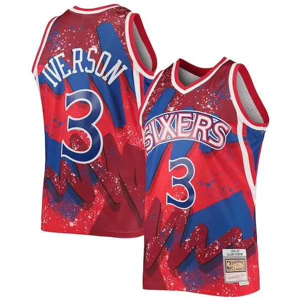 Trendy Allen Iverson Philadelphia 76ers Hardwood Classics 1996/97 Hyper Hoops Swingman Jersey Red