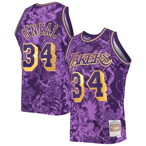 Bellissimo Magnifico Shaquille O'Neal Los Angeles Lakers Hardwood Classics 1996/97 Lunar New Year Swingman Jersey Purple