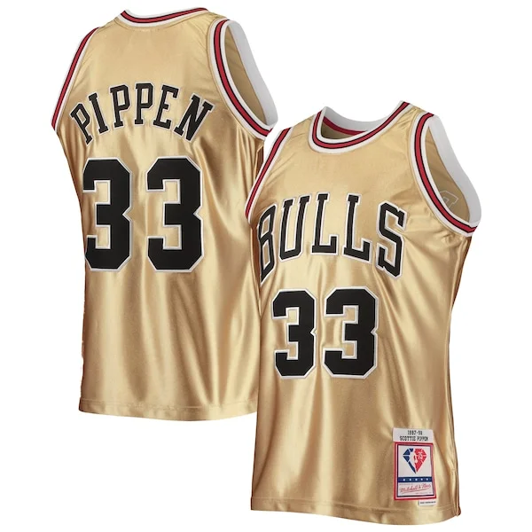 Meraviglioso Scottie Pippen Chicago Bulls 75th Anniversary 1997/98 Hardwood Classics Swingman Jersey Gold
