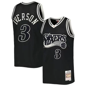 Prestigioso Cool Allen Iverson Philadelphia 76ers Hardwood Classics Off Court Swingman Jersey Black