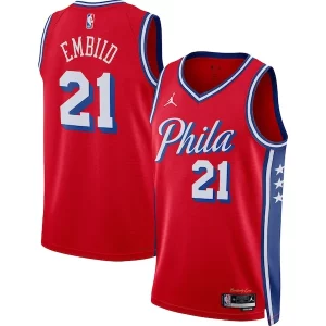 Sofisticato Lussuoso Joel Embiid Philadelphia 76ers Jordan Brand Unisex Swingman Jersey Statement Edition Red
