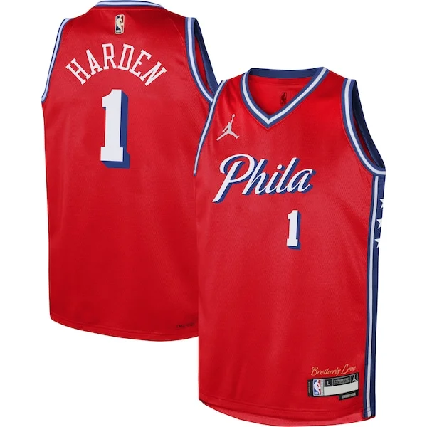 Trendy Cool Prestigioso James Harden Philadelphia 76ers Jordan Brand Youth Swingman Jersey Statement Edition Red
