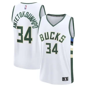 Versatile Giannis Antetokounmpo Milwaukee Bucks Fast Break Replica Player Jersey Association Edition White