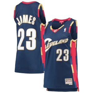 Magnifico Incantevole LeBron James Cleveland Cavaliers Women's Hardwood Classics Swingman Jersey Navy