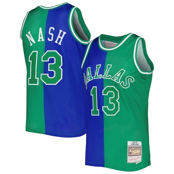Incantevole Steve Nash Dallas Mavericks Hardwood Classics 1998/99 Split Swingman Jersey Blue/Green