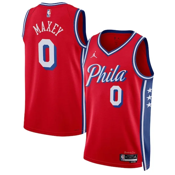 Lussuoso Trendy Tyrese Maxey Philadelphia 76ers Jordan Brand Unisex Swingman Jersey Statement Edition Red