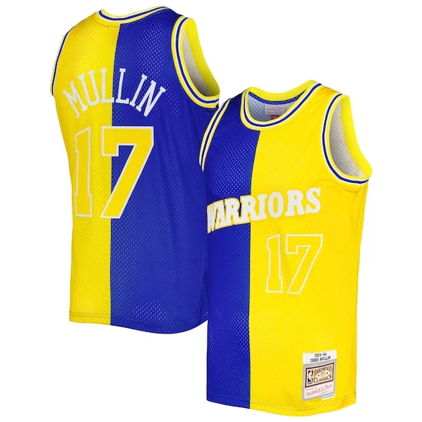 Prestigioso Chris Mullin Golden State Warriors Hardwood Classics 1993/94 Split Swingman Jersey Royal/Gold